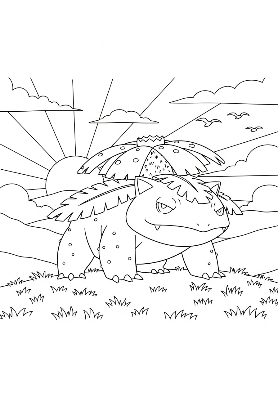 Venusaur disegno da colorare facile