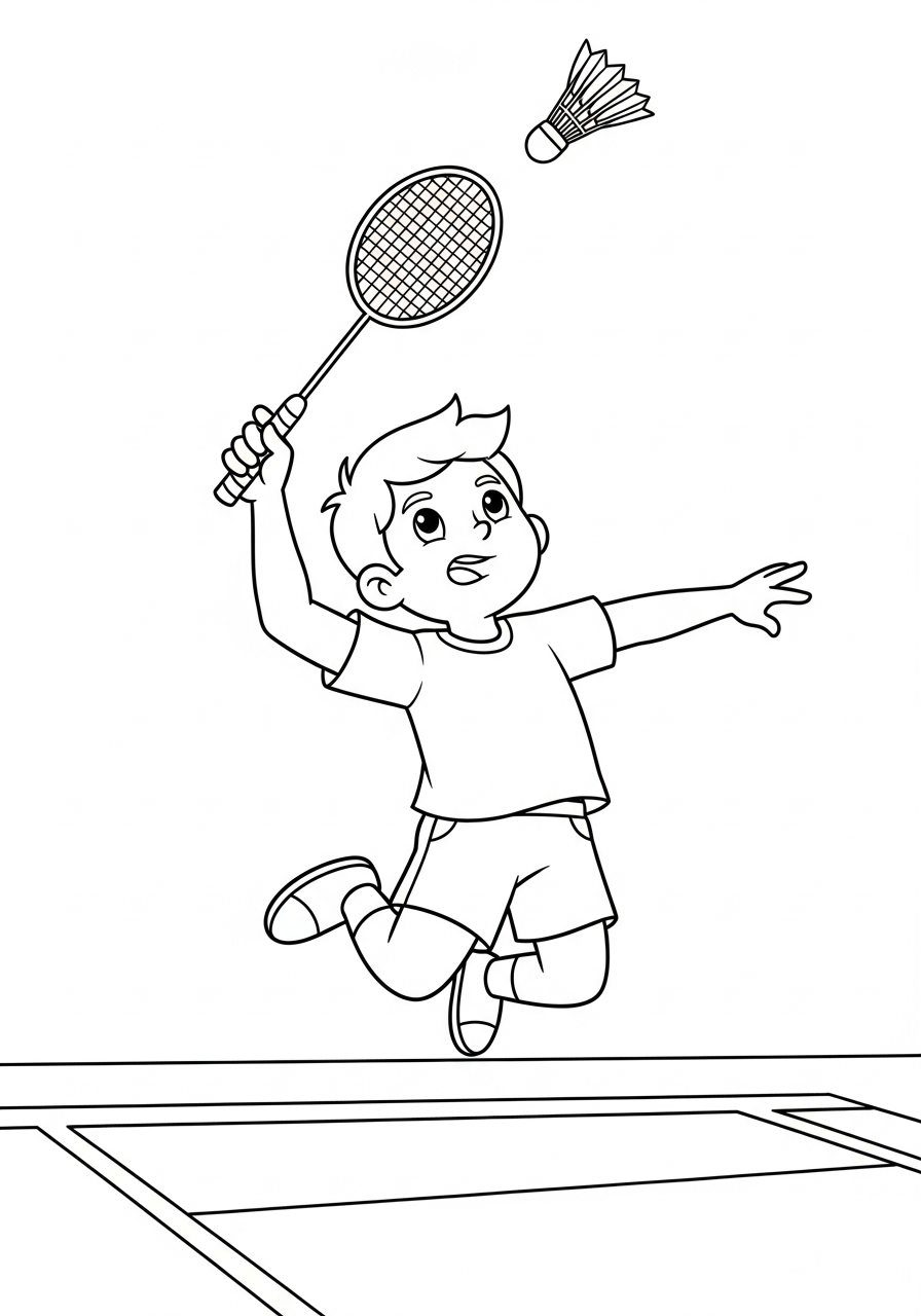 disegni da colorare gratis per bambini di badminton
