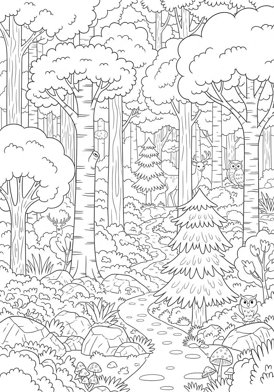 disegni di bosco da colorare e stampare gratis
