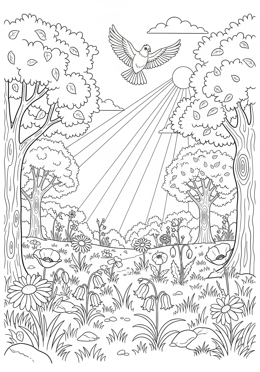 bosco disegno facile da colorare