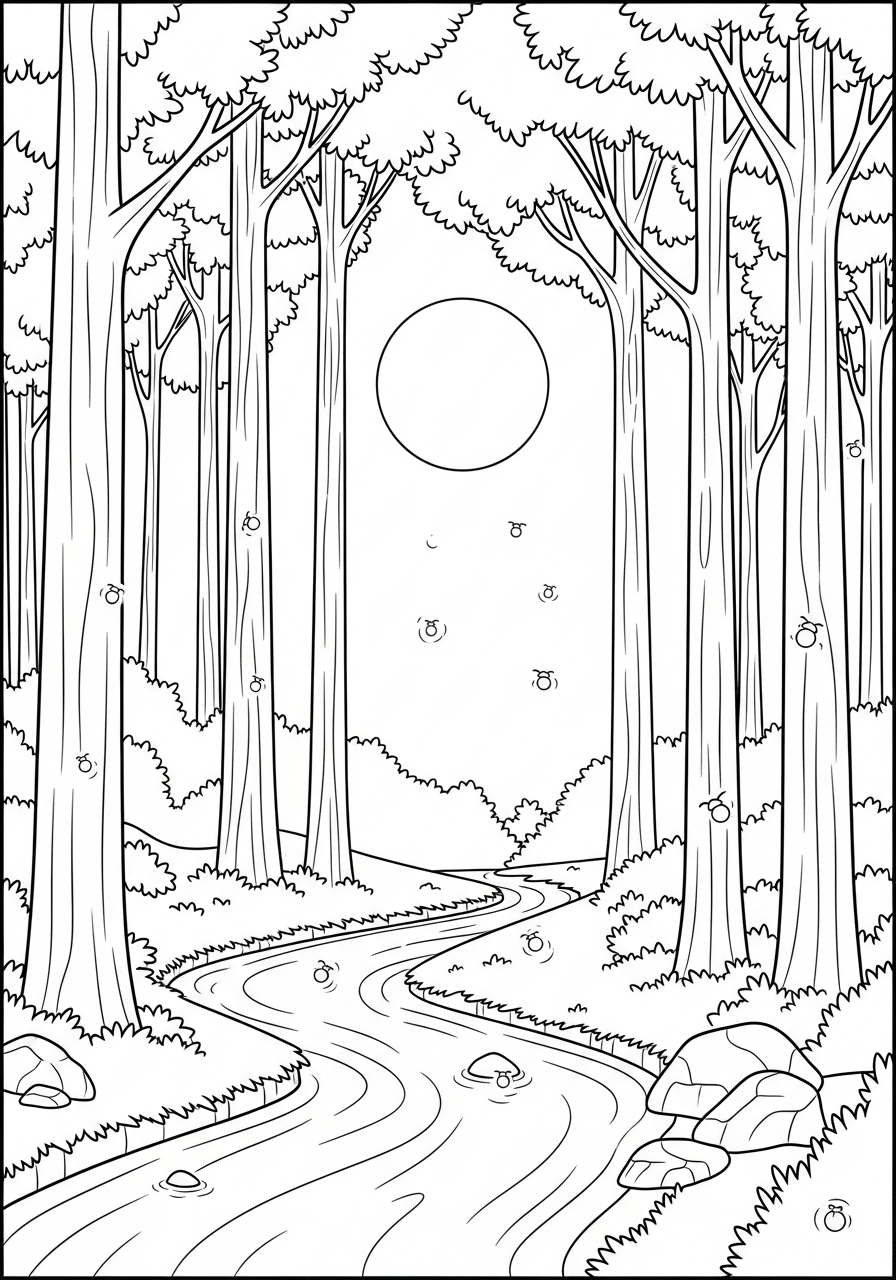 foto di bosco da colorare