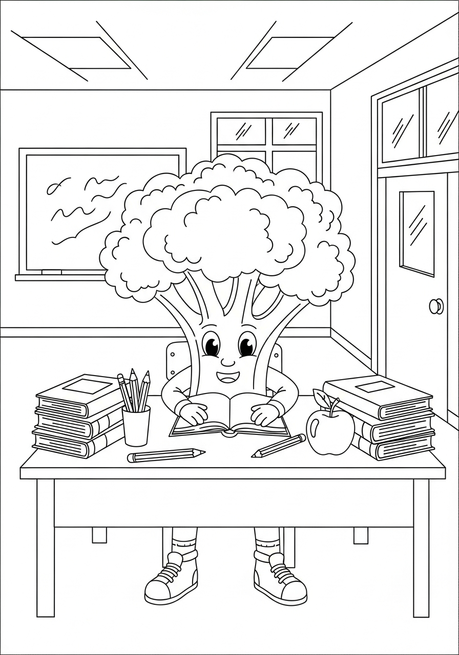 broccoli disegno da colorare facile 1