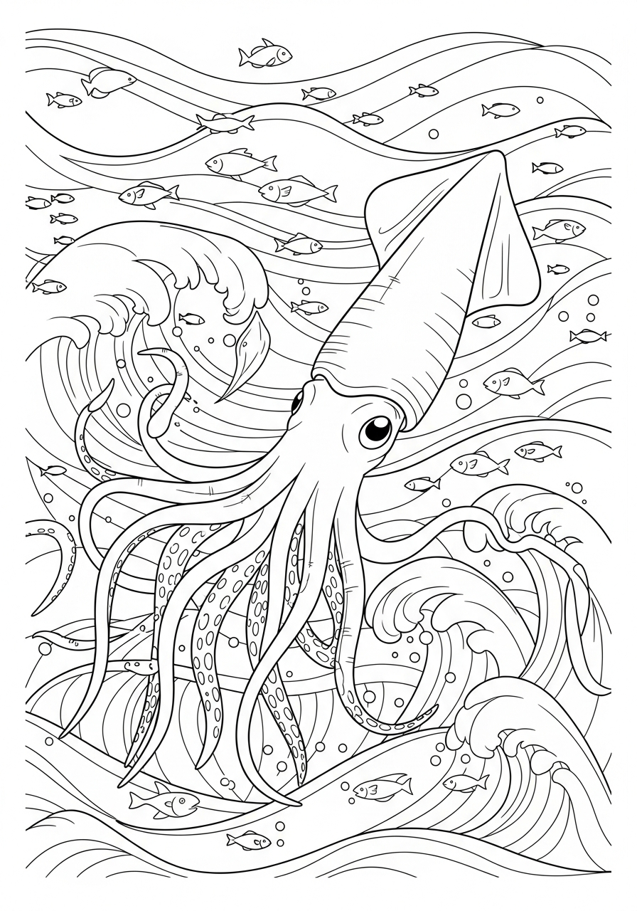Calamari 10 disegni di calamari da colorare e stampare gratis