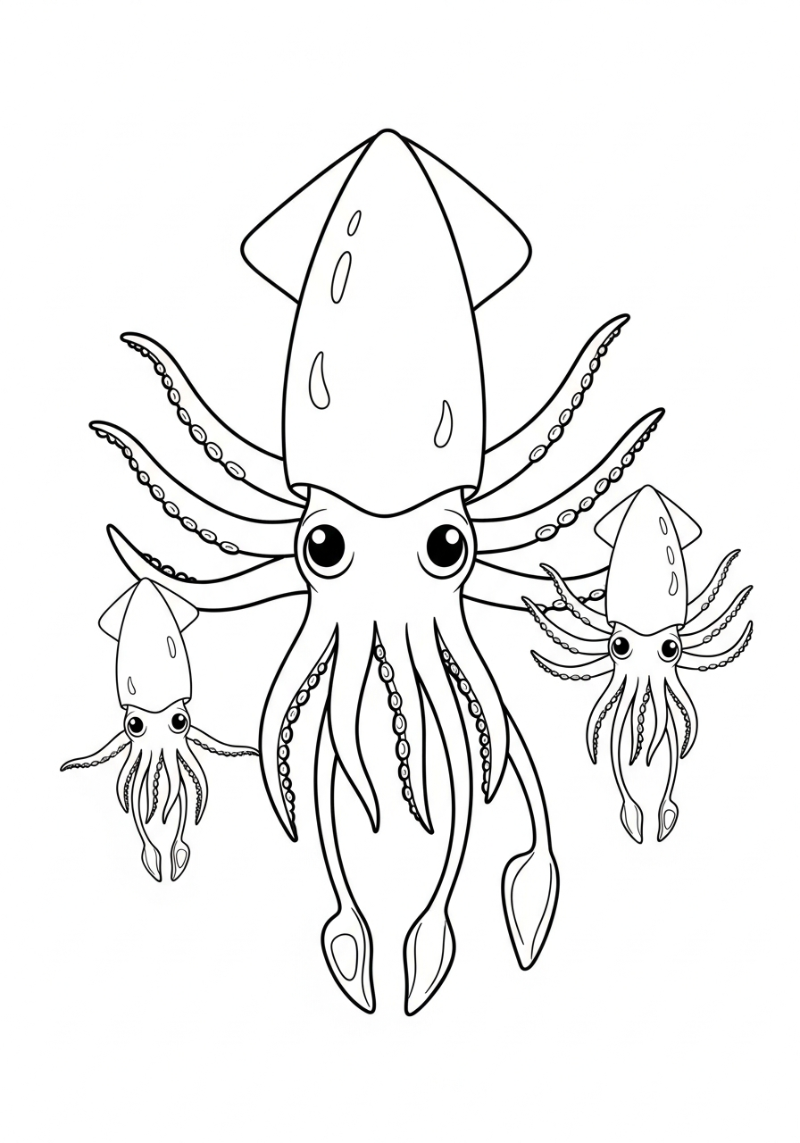 Calamari 9 calamari disegno da colorare facile
