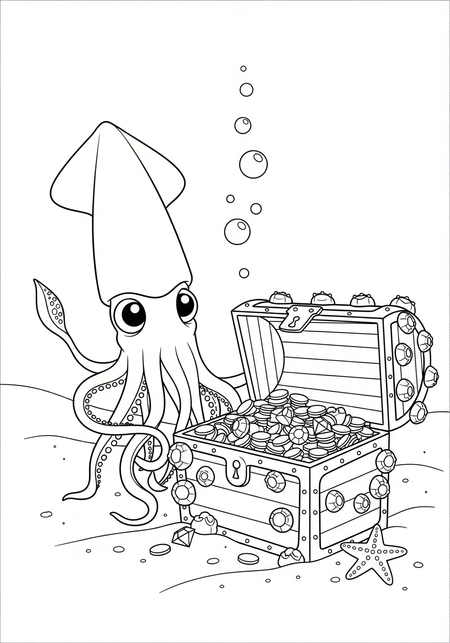 Calamari 8 disegni calamari facili da colorare