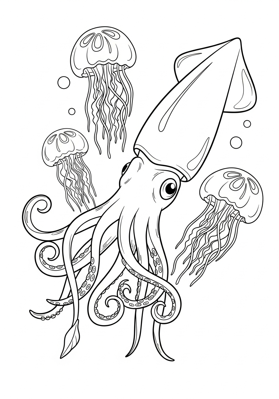 Calamari 7 calamari da stampare e colorare per bambini 1