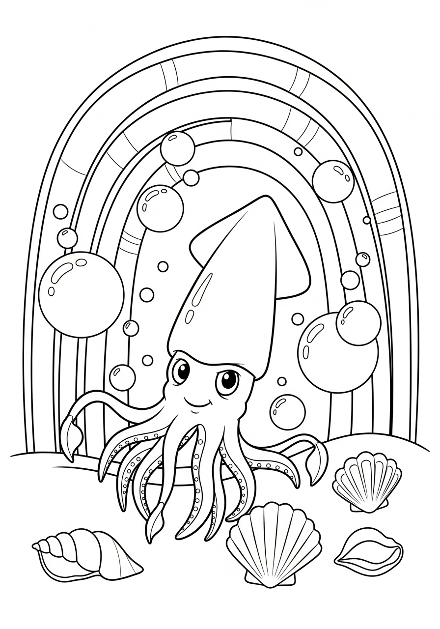 Calamari 5 disegni da colorare per bambini pdf calamari