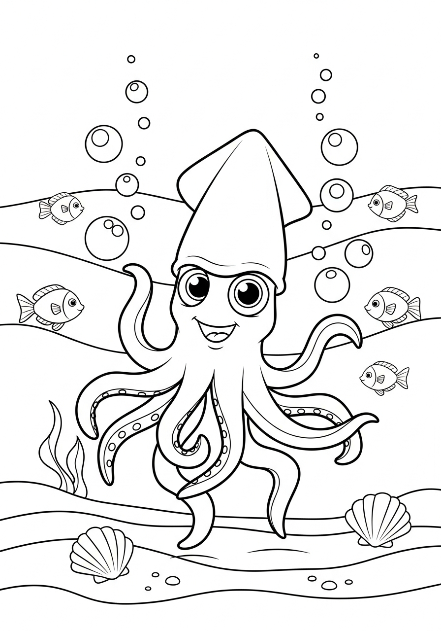 Calamari 2 calamari da stampare e colorare per bambini