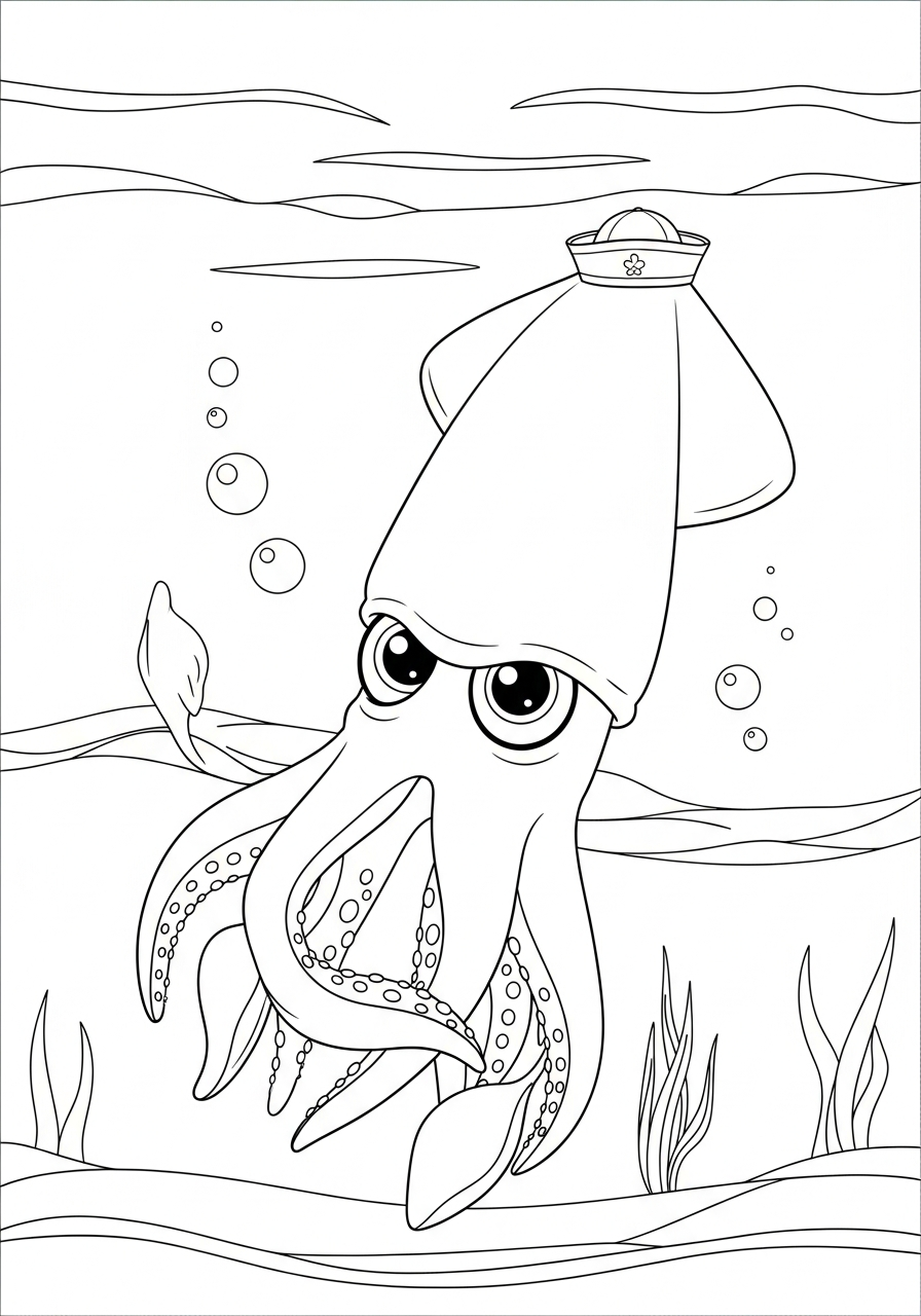 Calamari 16 disegni di calamari da colorare per bambini