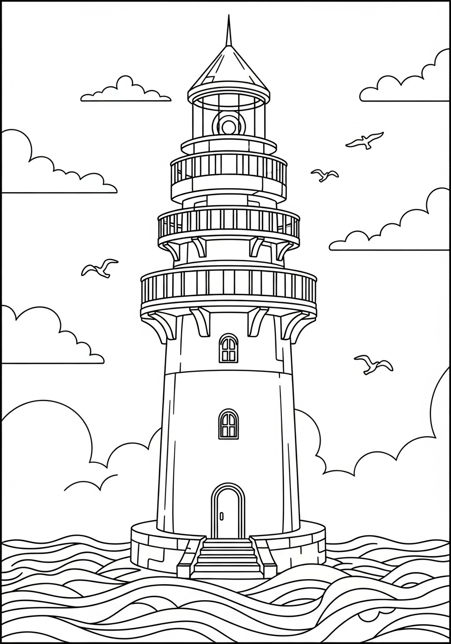 disegno faro da colorare e stampare