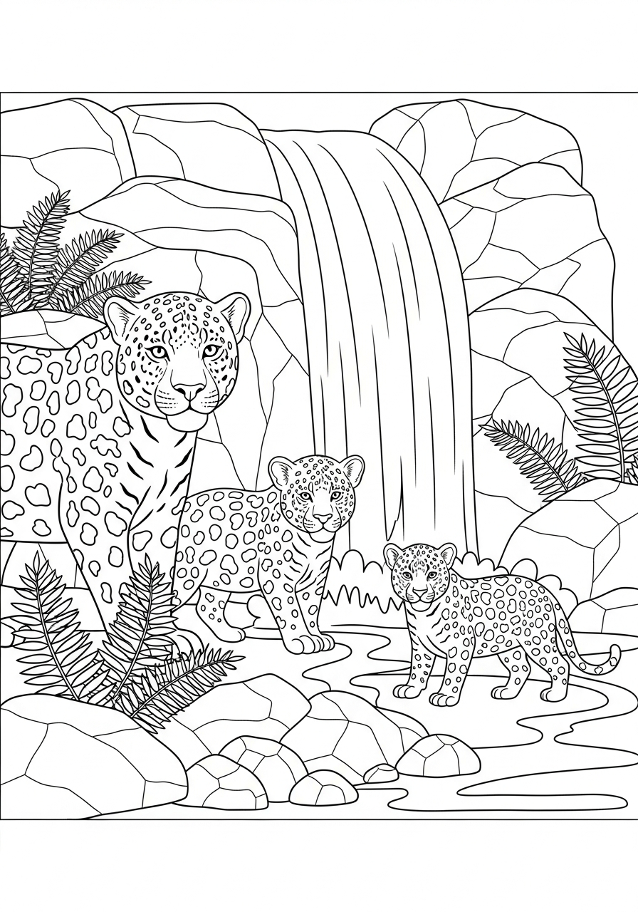 da colorare giaguaro disegno facile bambini