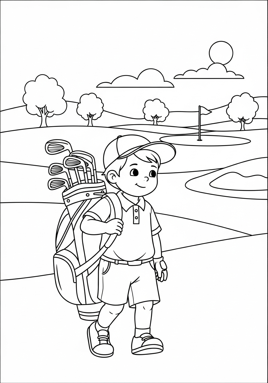 disegni golf da colorare per bambini