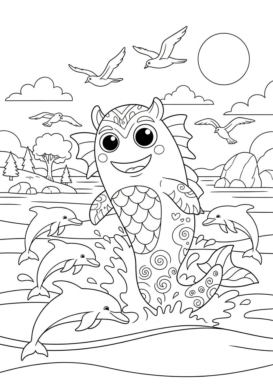 da colorare mostro marino disegno facile bambini