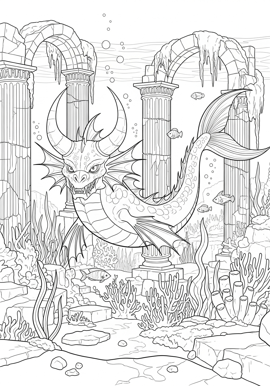 disegno mostro marino da colorare per bambini 1