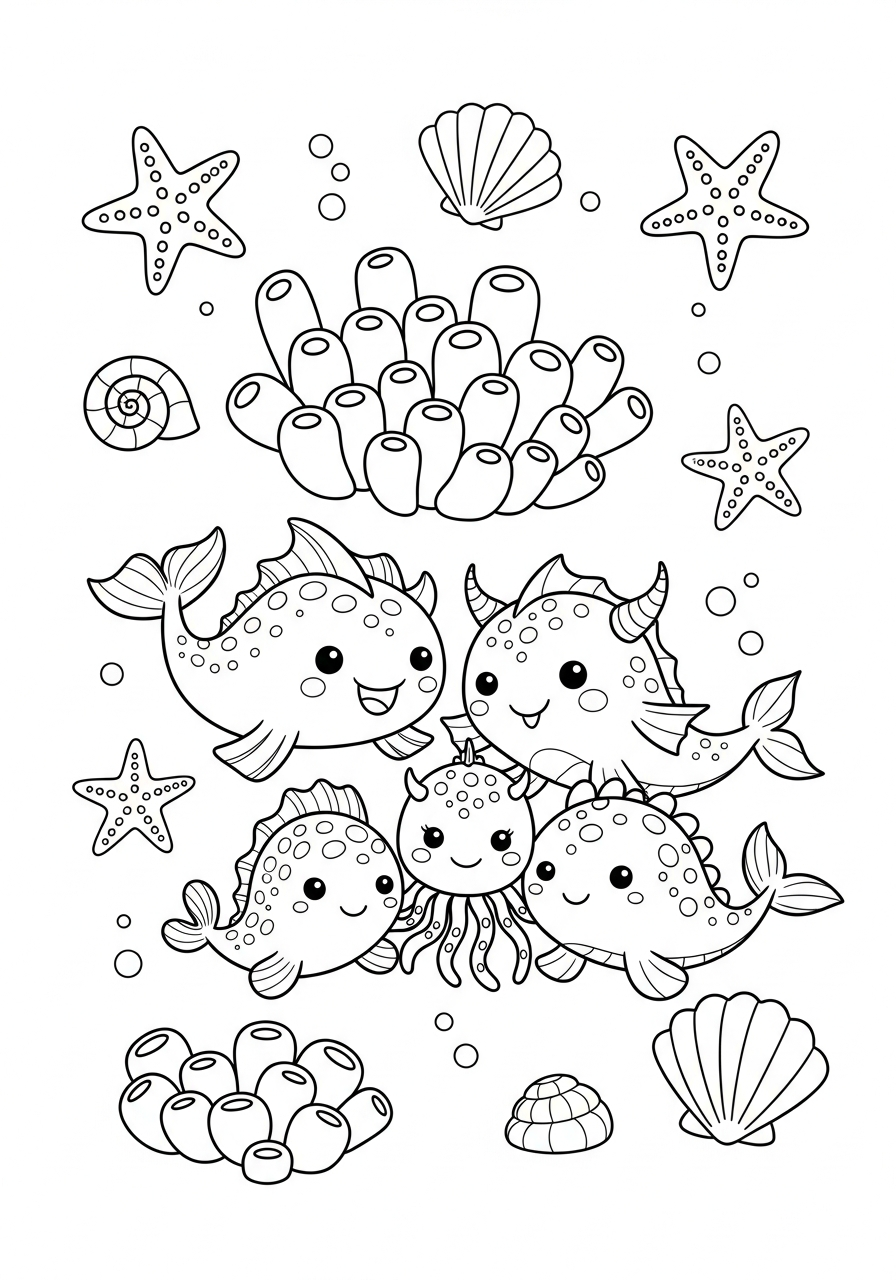 disegno mostro marino da colorare per bambini