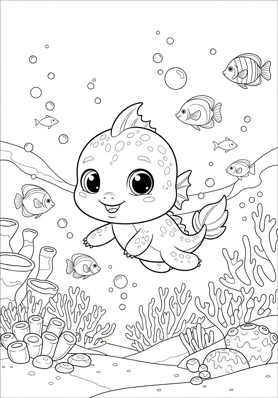 da colorare mostro marino disegno facile bambini 1