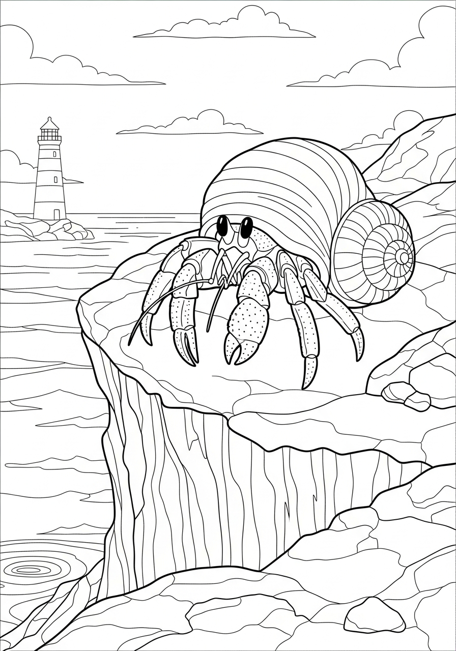 Paguro 6 disegni facili di paguro da colorare