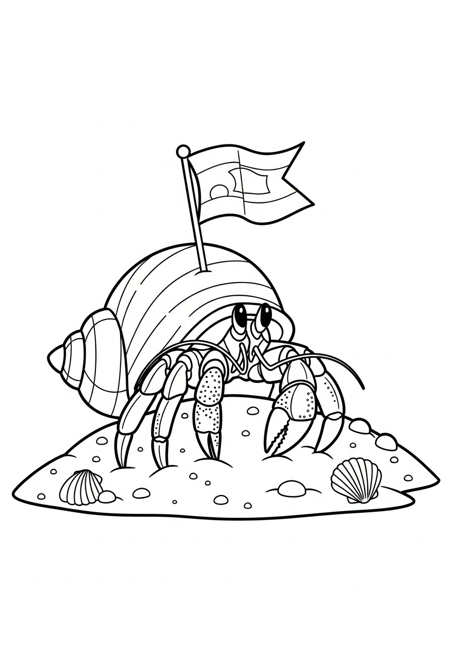 Paguro 14 immagine da colorare paguro