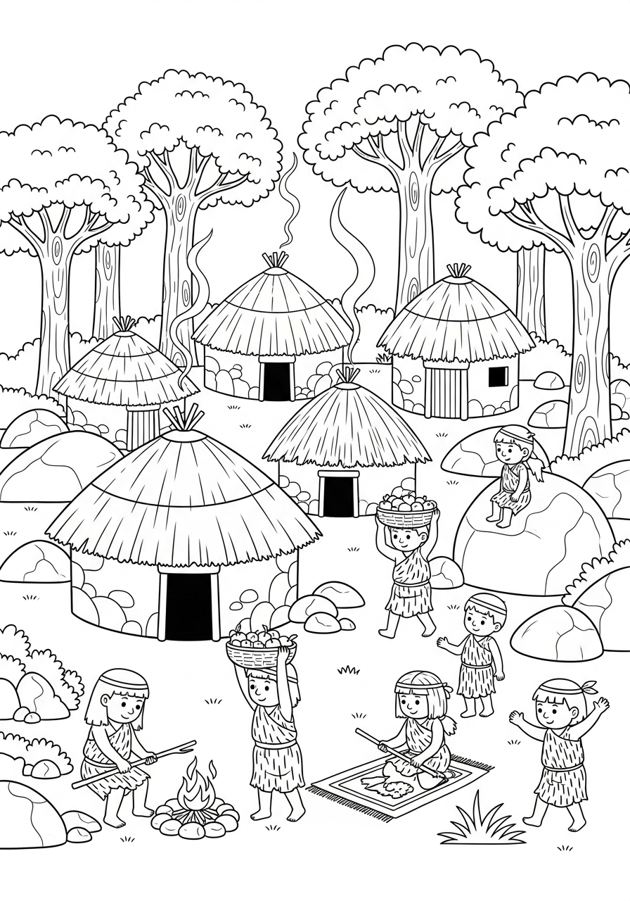 Popoli primitivi 5 immagine di popoli primitivi da colorare