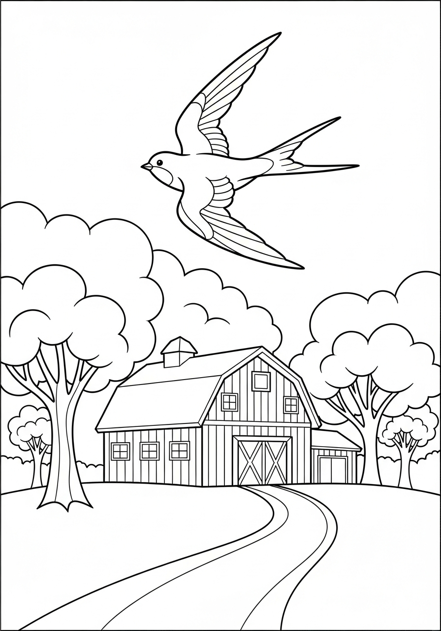 da colorare rondine disegno facile bambini 1