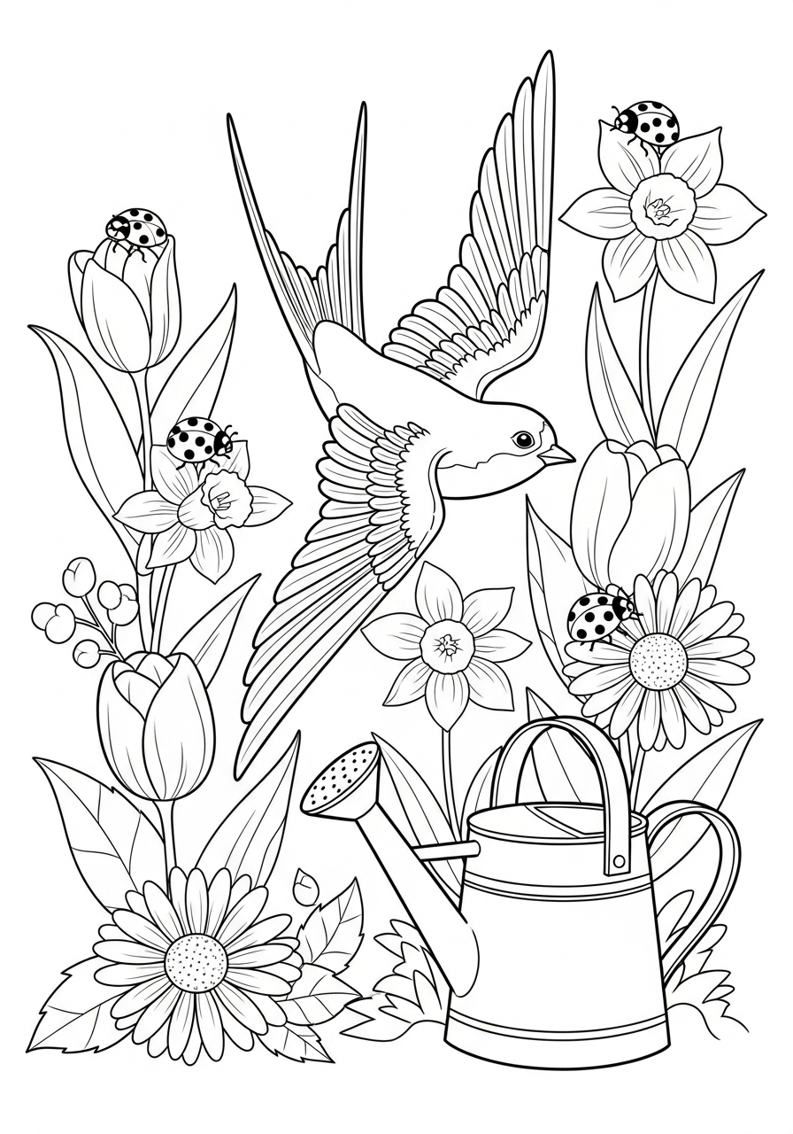 da colorare rondine disegno facile bambini