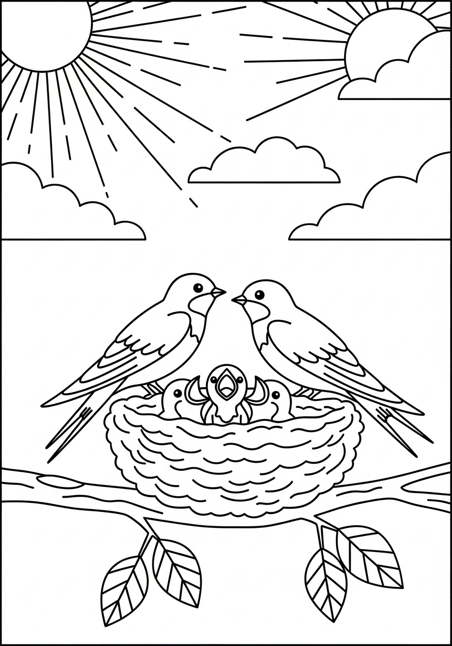 disegni da colorare rondine per bambini