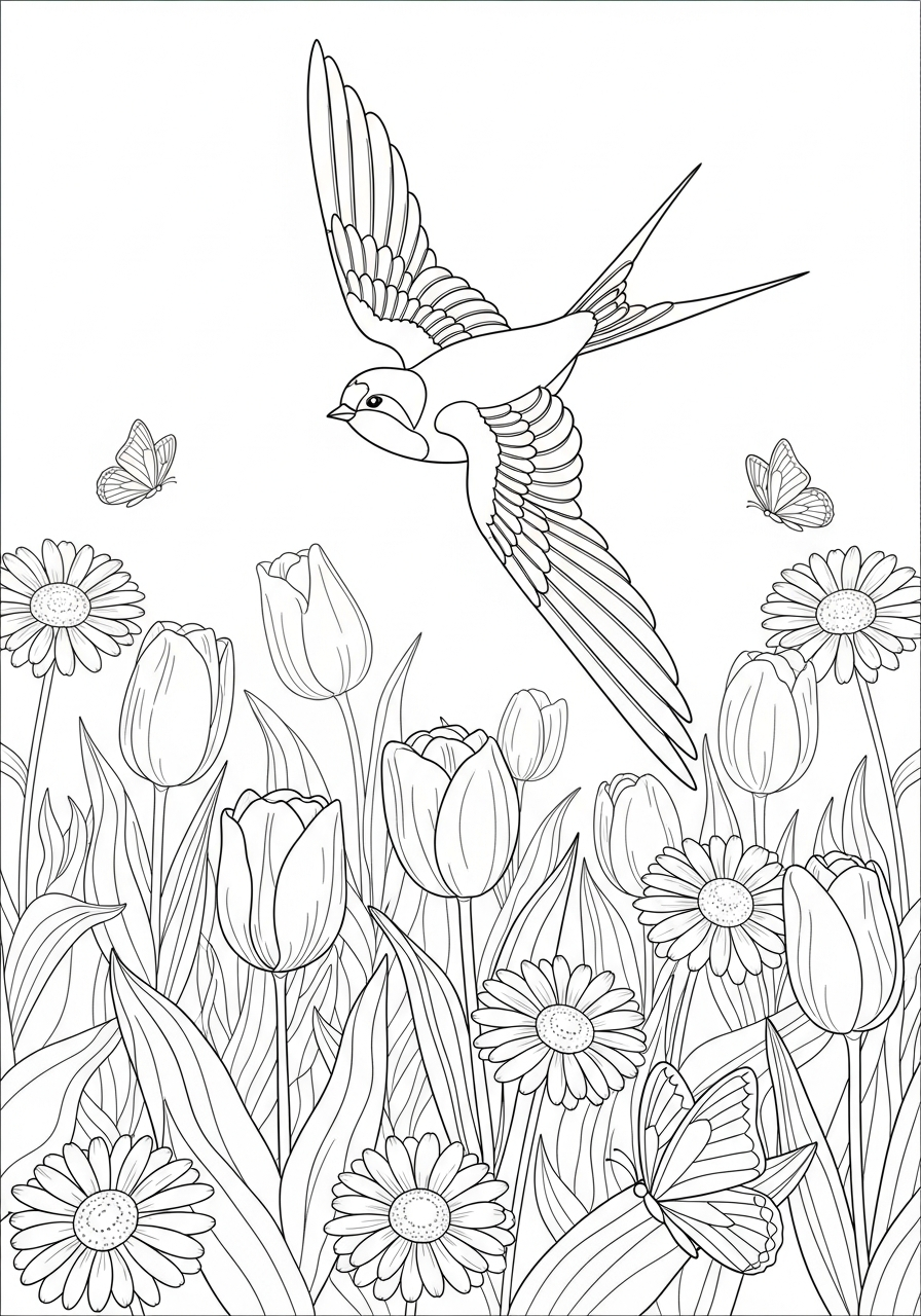 disegno rondine da colorare per bambini 1