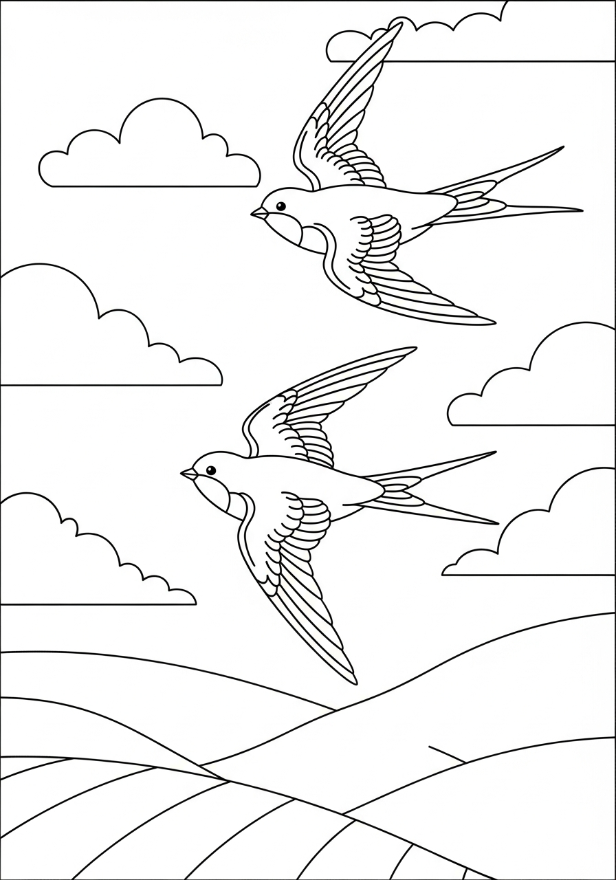 rondine da colorare pdf