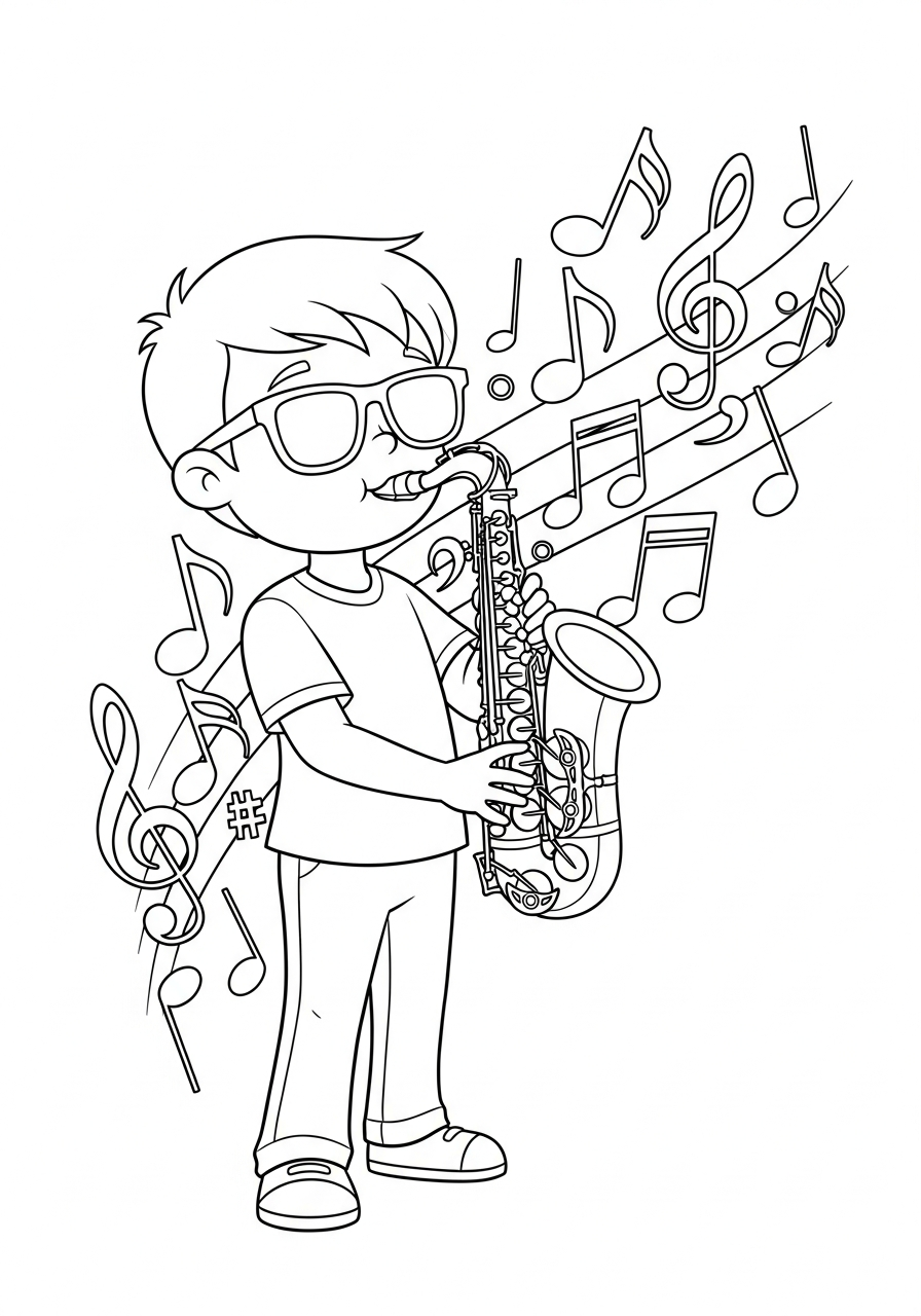disegni sassofono facili da colorare