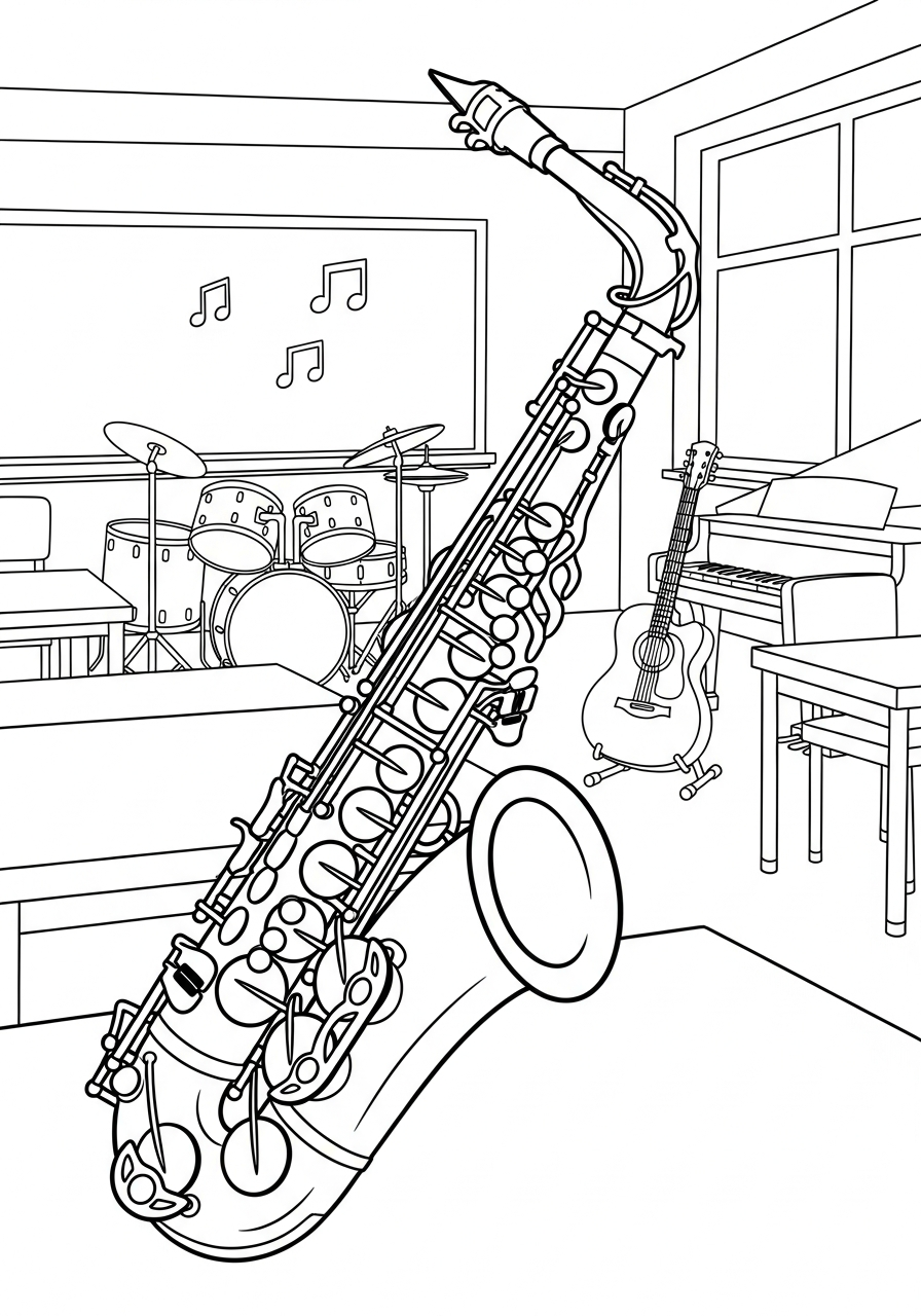 disegni sassofono da colorare per bambini 1