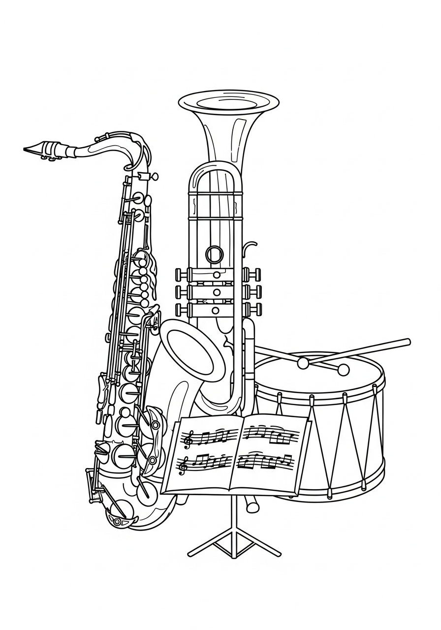 disegni sassofono da colorare per bambini