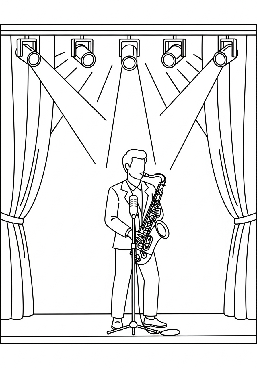 stampe da colorare per bambini sassofono