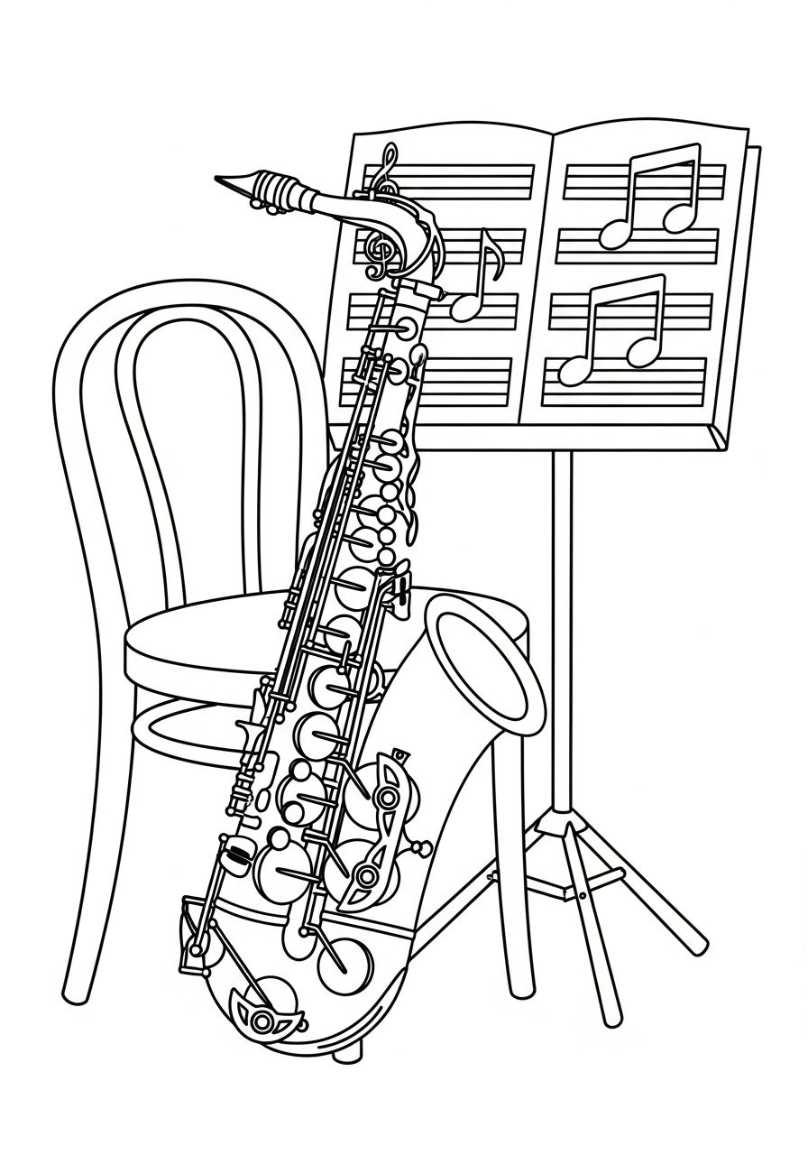 immagine di sassofono da colorare