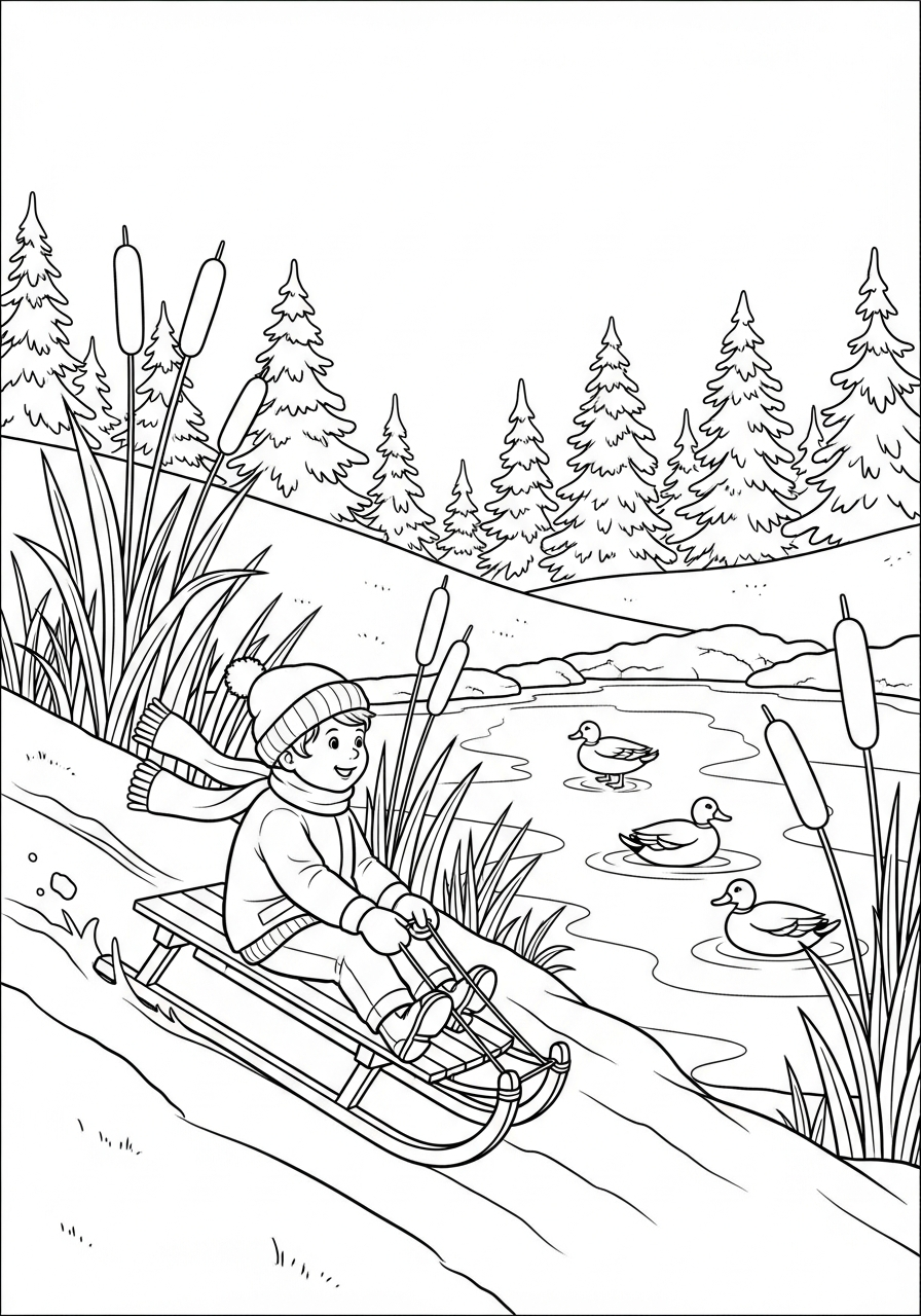 disegni da stampare e colorare slittino