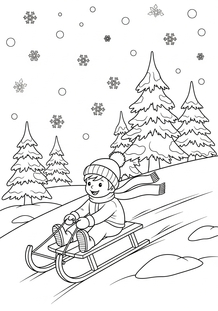 disegni da stampare e colorare slittino 2