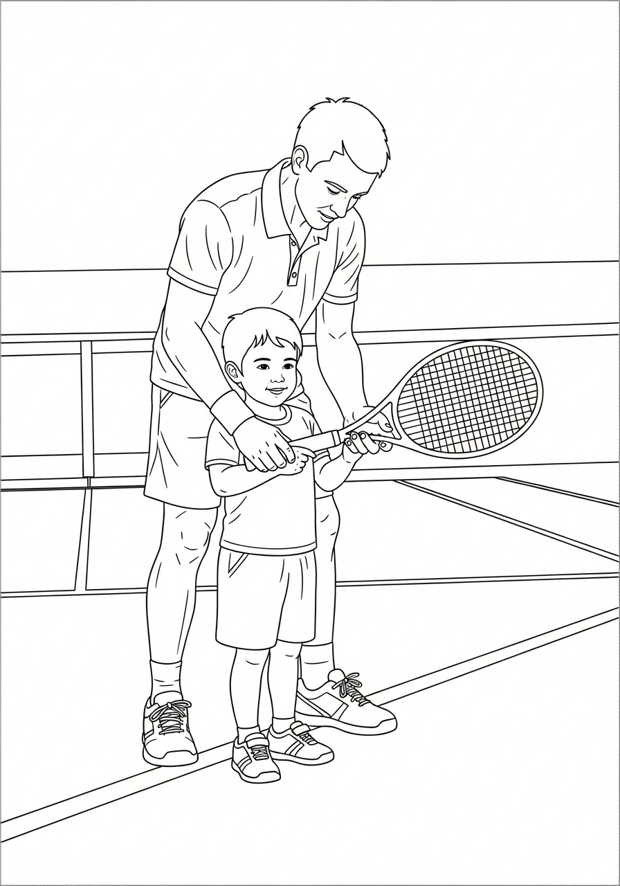 disegni da colorare tennis per bambini
