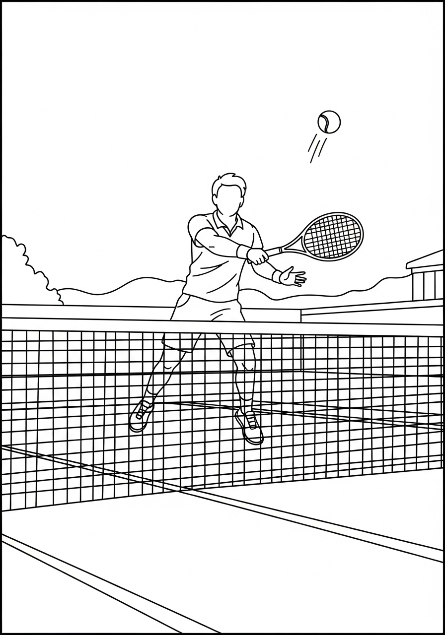 disegni da colorare gratis per bambini di tennis