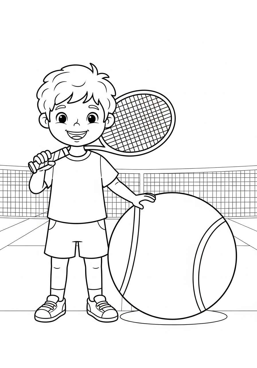 tennis da stampare e colorare per bambini 1