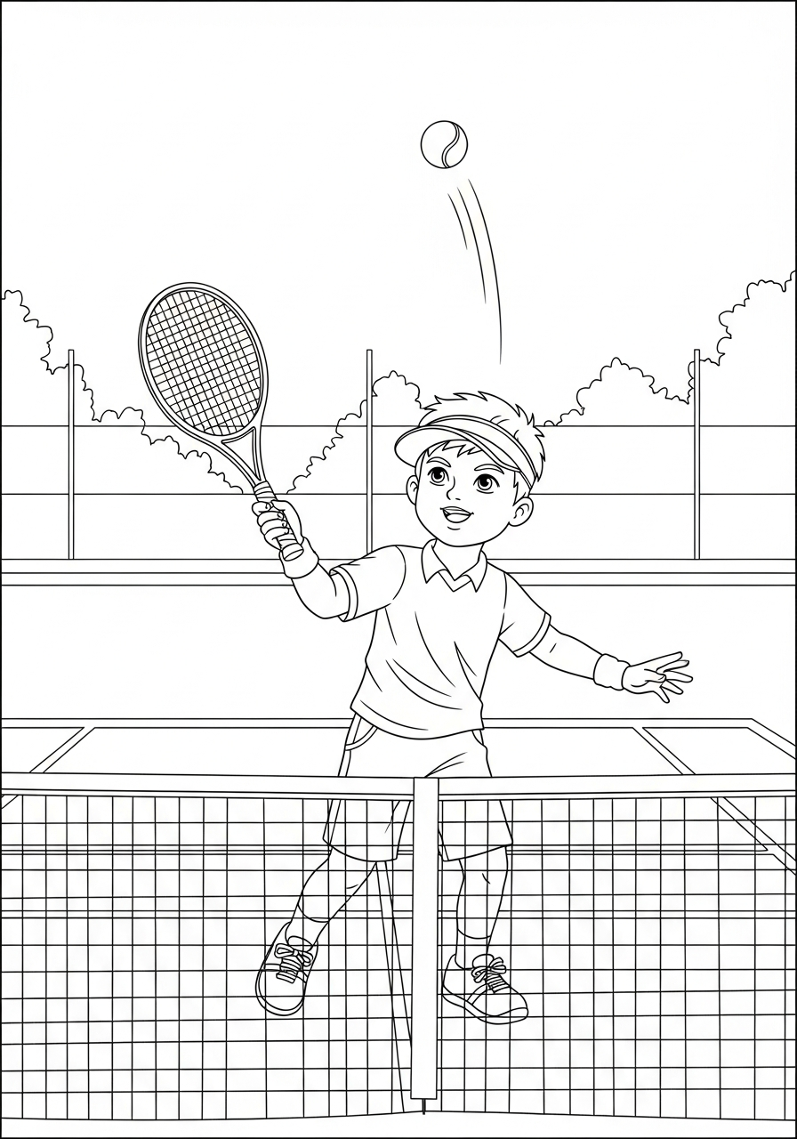 da colorare tennis disegno facile bambini