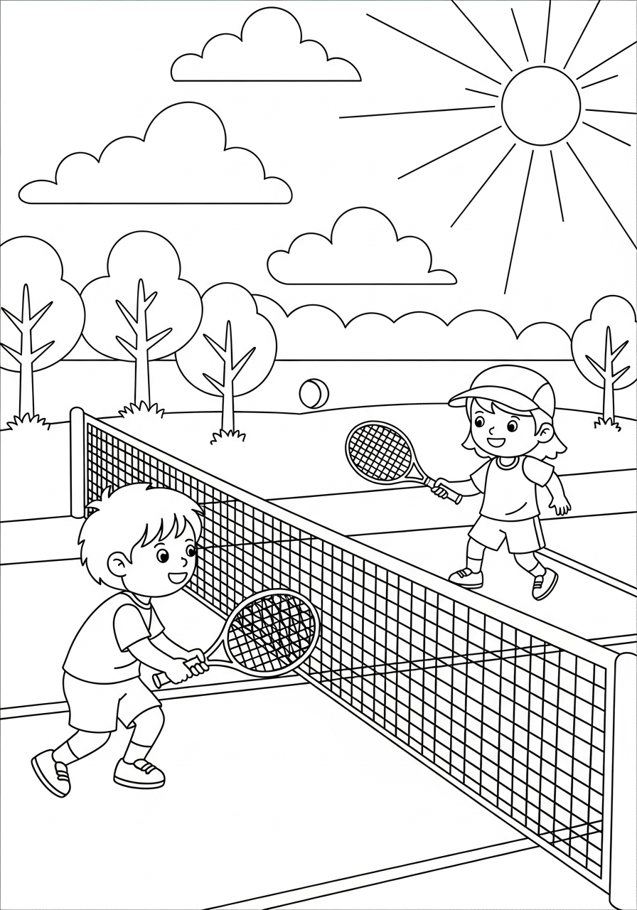 tennis da stampare e colorare per bambini
