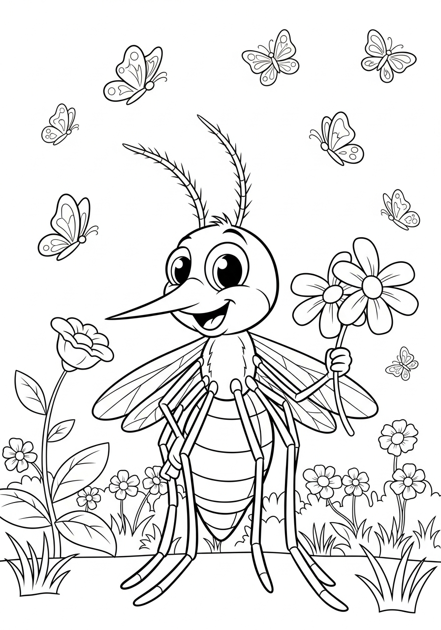 disegni da colorare gratis per bambini di zanzara