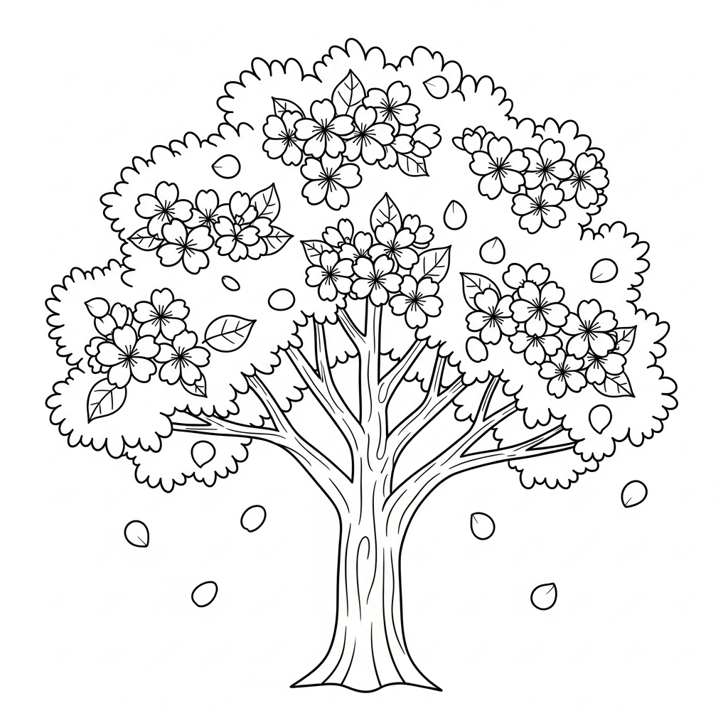 Fiore di ciliegio da colorare thumbnail