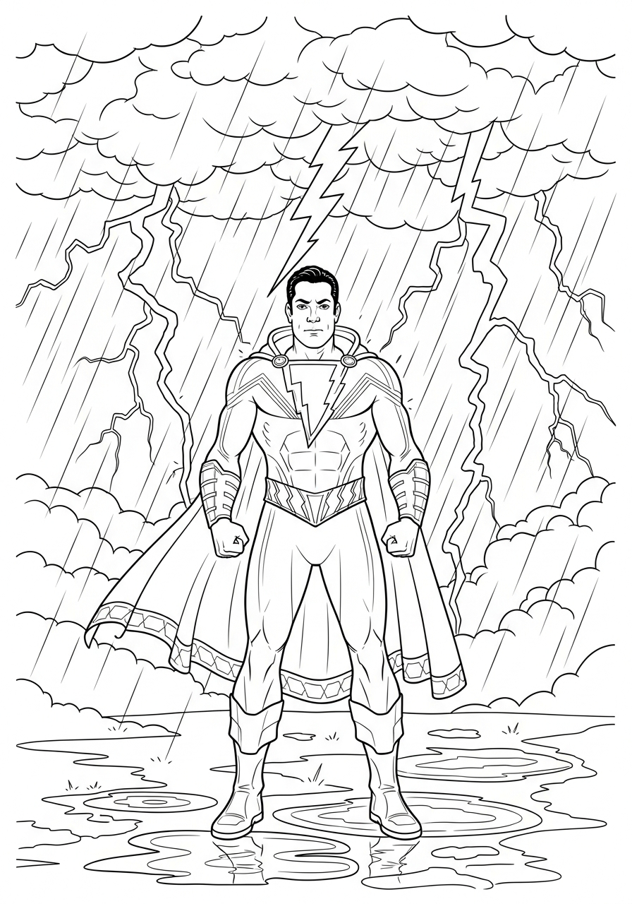 Shazam da stampare e colorare per bambini