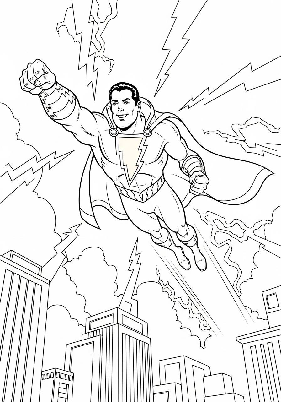 Shazam da colorare e stampare gratis