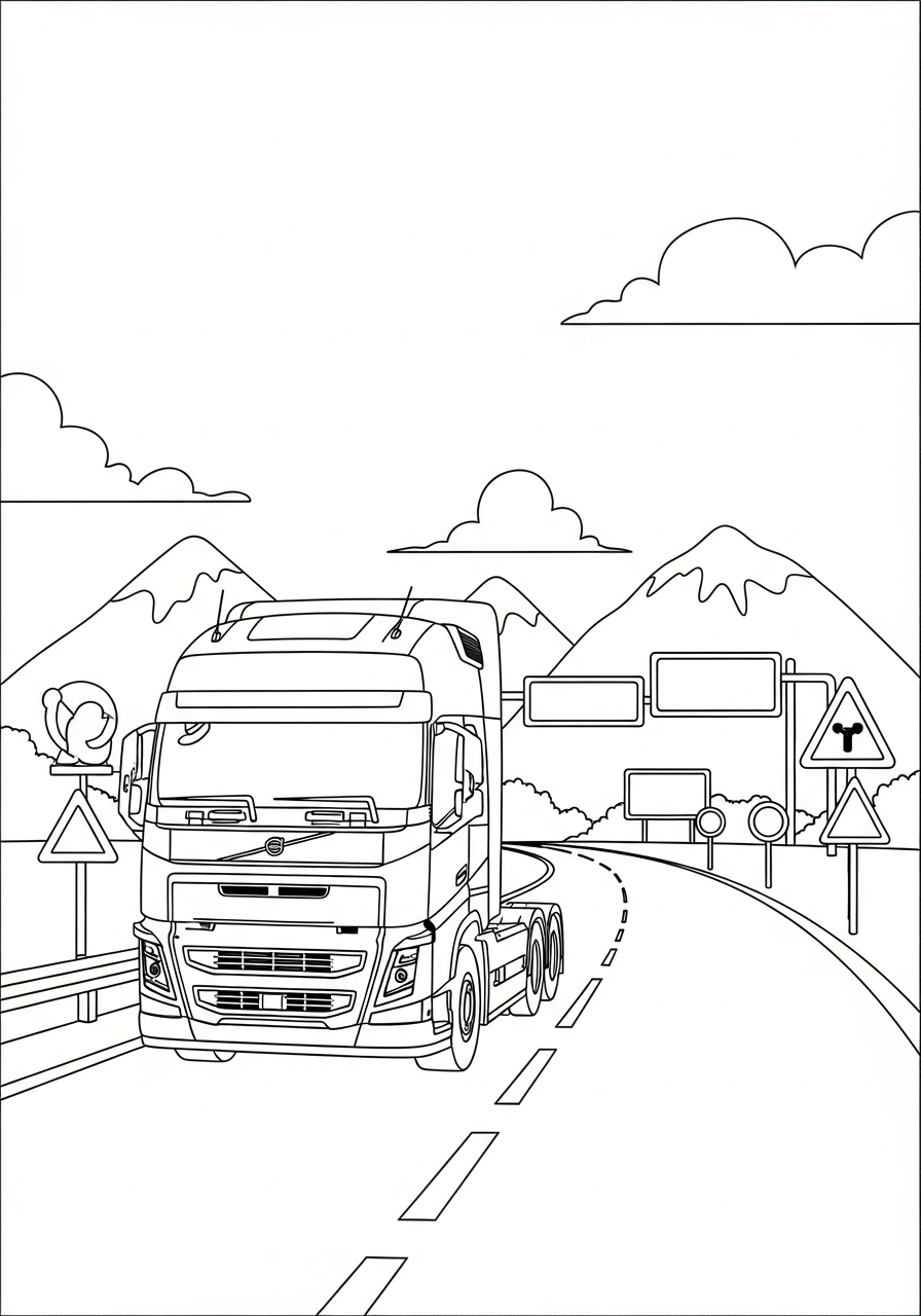 Volvo da colorare facile 1