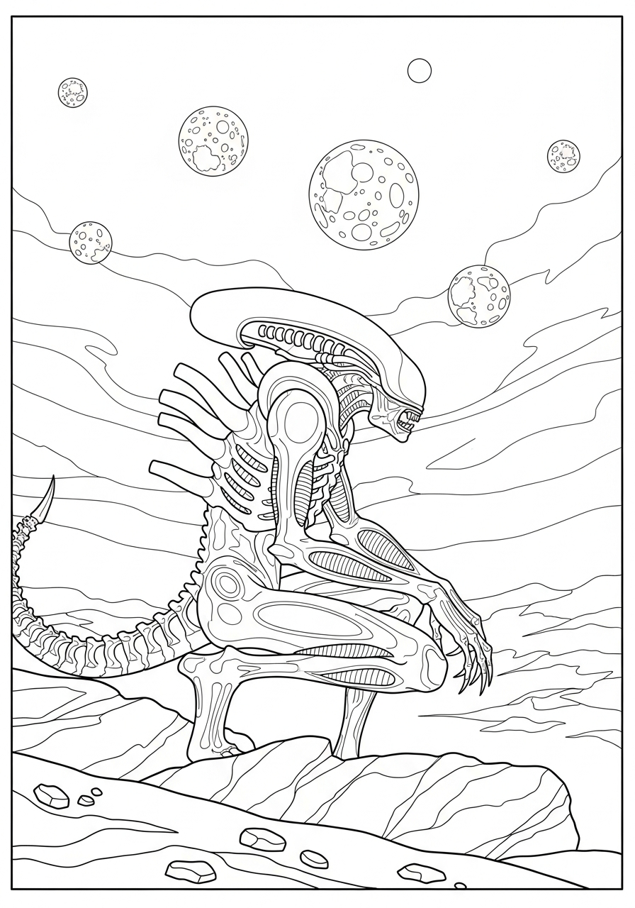 Xenomorfo da colorare pdf gratis