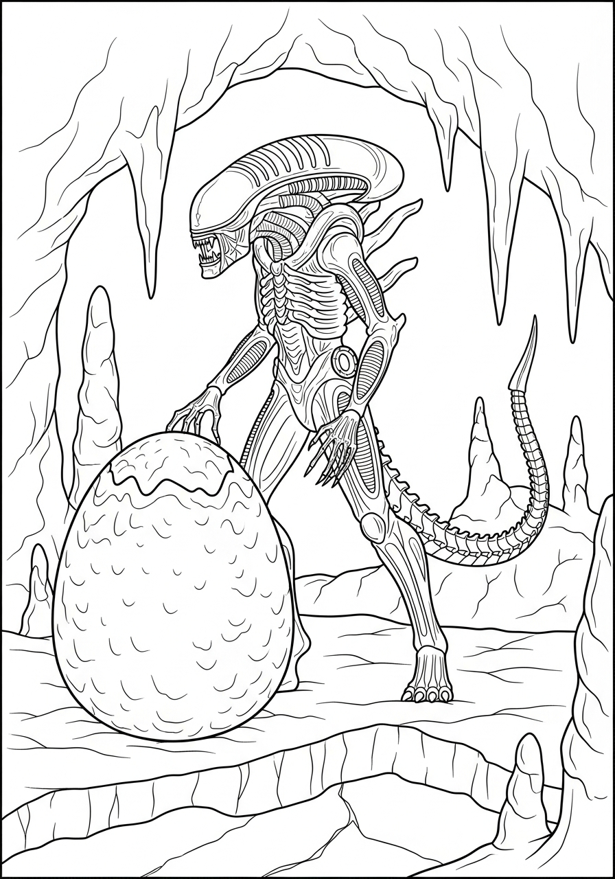 disegni da colorare per bambini pdf Xenomorfo 2