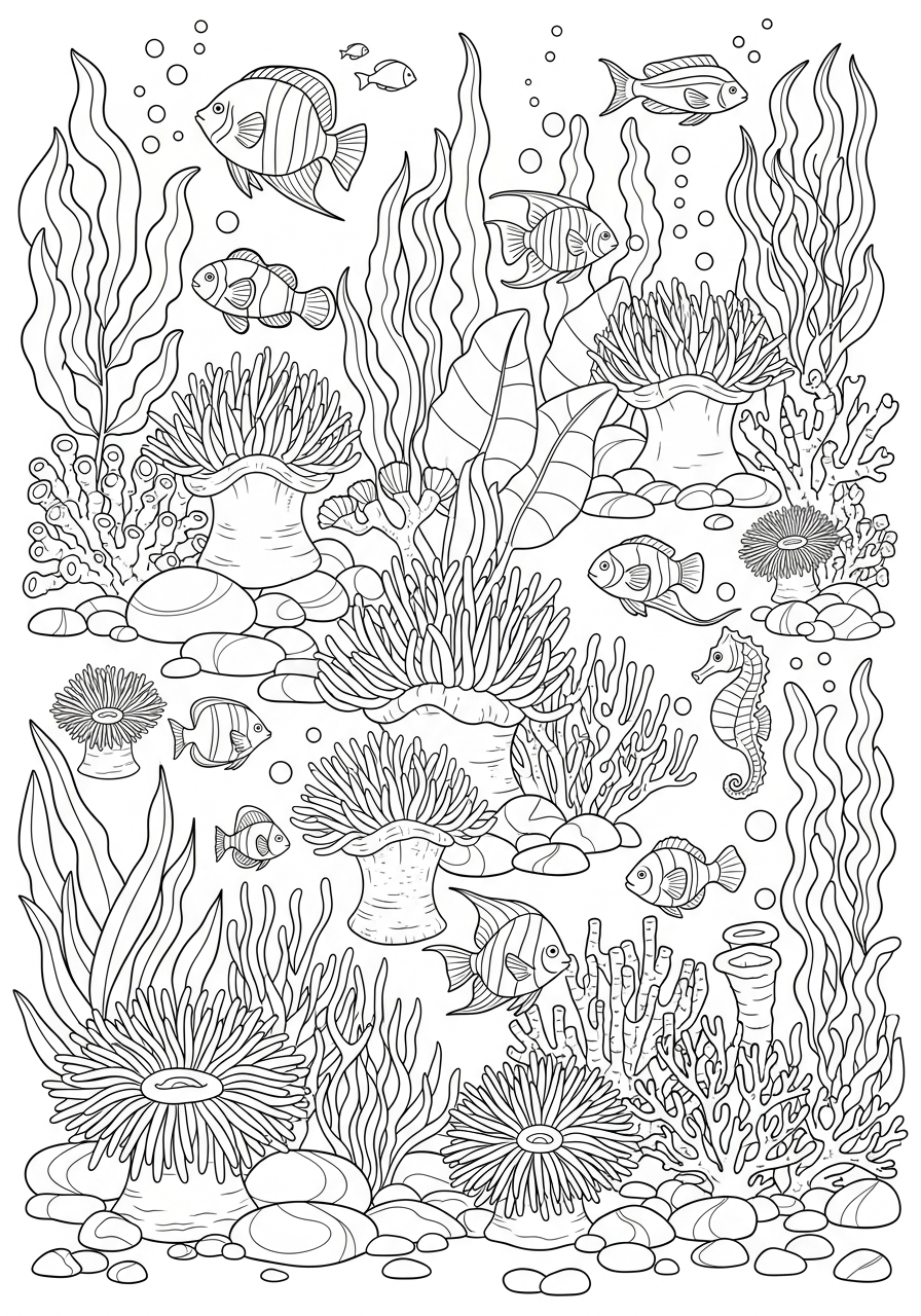 Anemone di mare 3 immagine da colorare anemone di mare