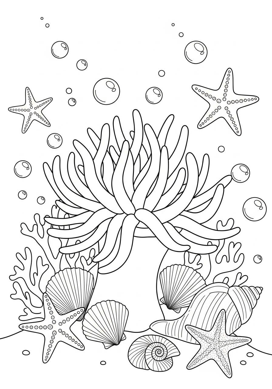 Anemone di mare 16 anemone di mare disegno da colorare facile