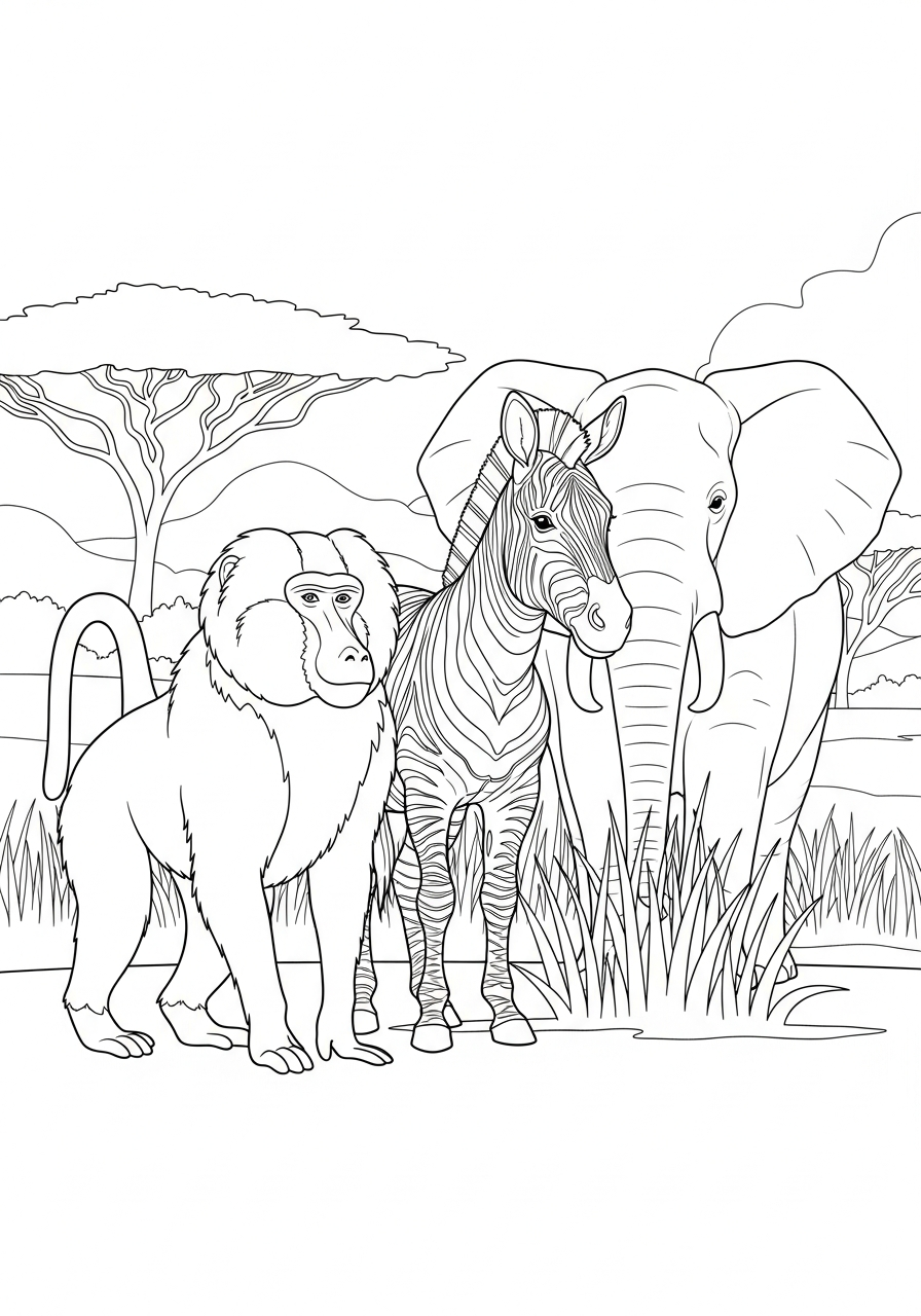 immagine di babbuino da colorare 1